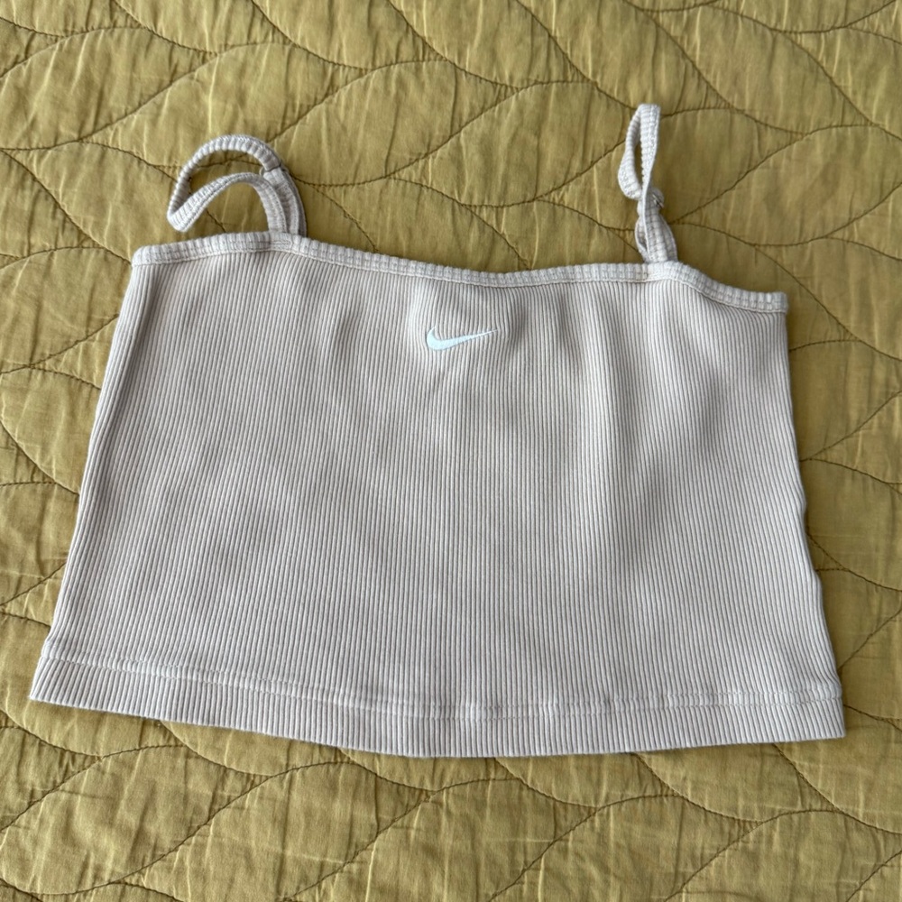 Nike Light Beige Ribbed Crop Top
